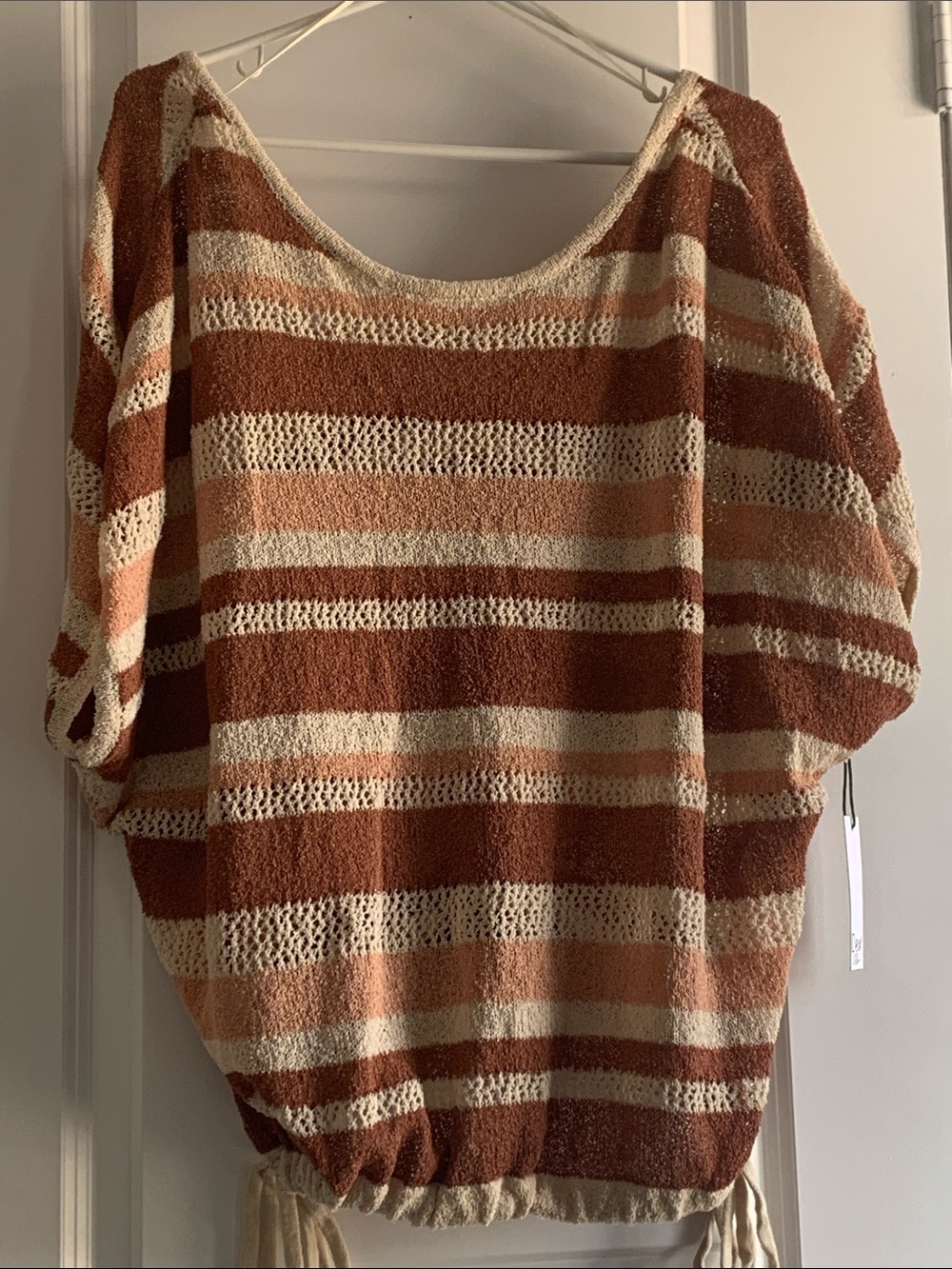 Dex Striped Sweater in Cream and Rust Pink
